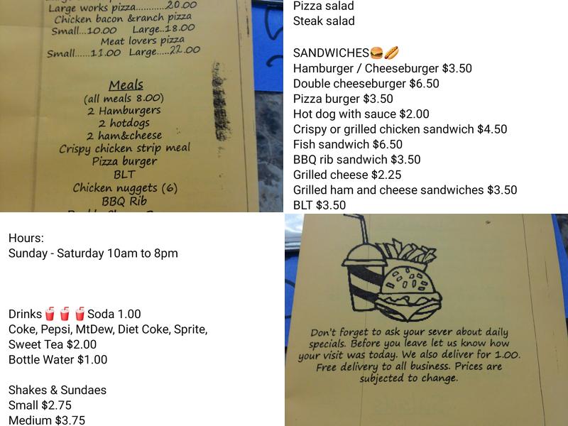 Paden City Tasty Freez Menu