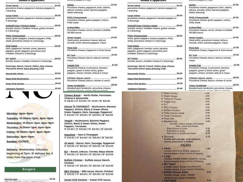 Chillicothe Street Pizza Menu