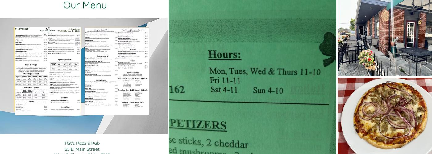 Pat's Pizza & Pub Menu