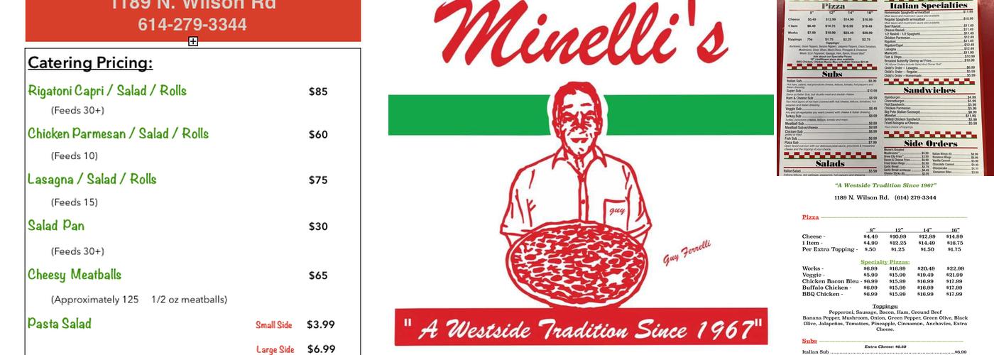 Minelli's Pizza Menu