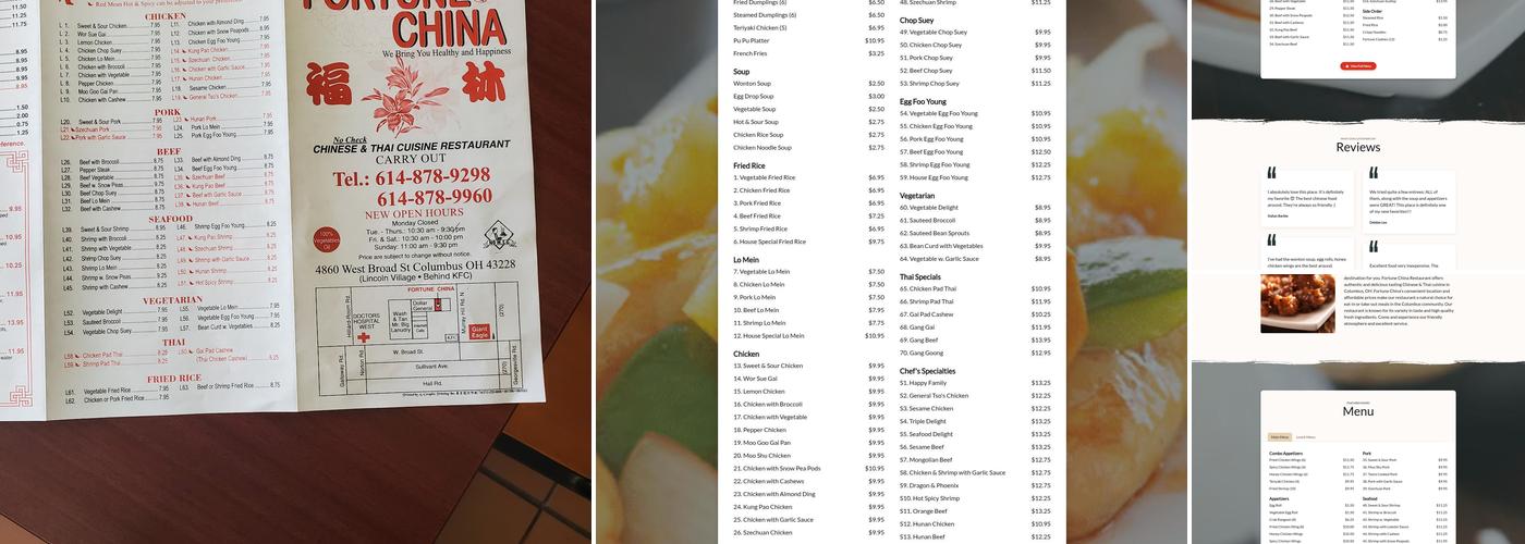 New Fortune China Menu