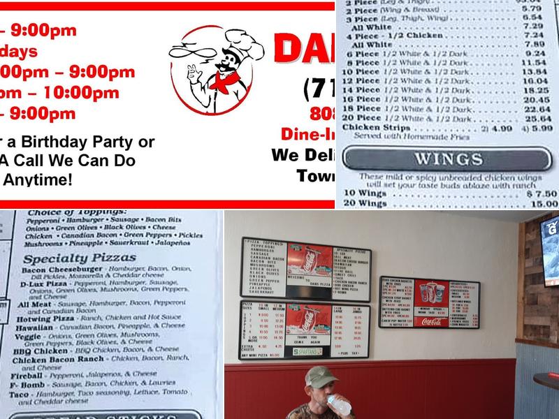 Dan's Pizza Menu