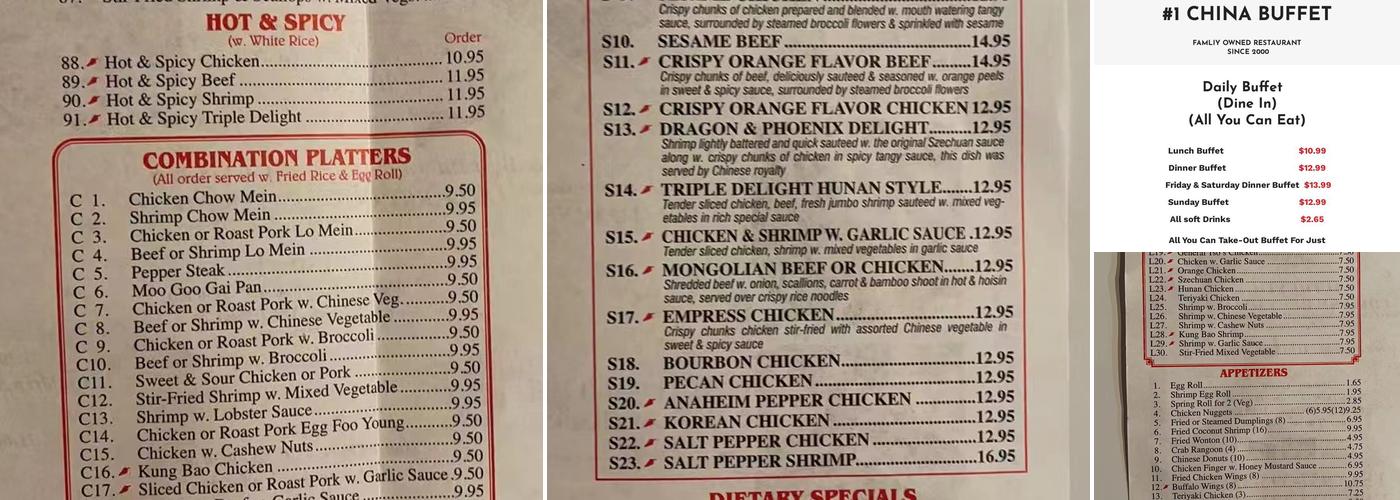 #1 China Buffet Menu