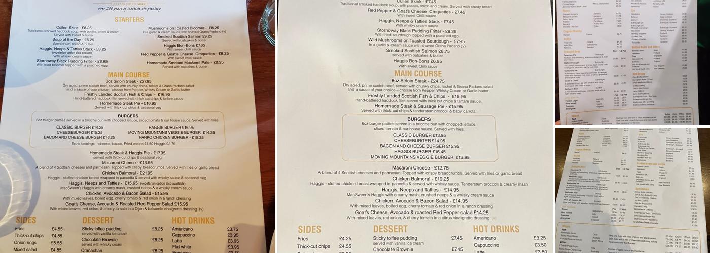 Tolbooth Tavern Menu