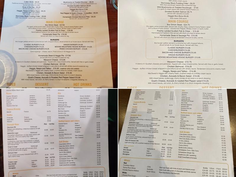 Tolbooth Tavern Menu