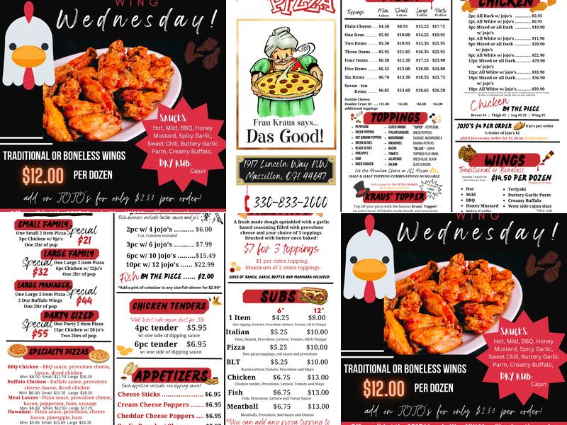 Kraus’ Pizza LincolnWay Menu