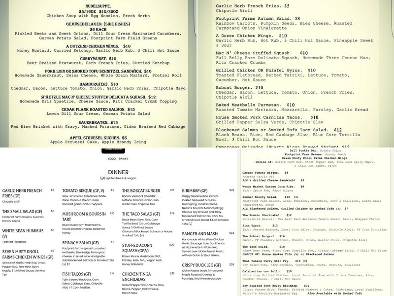 The Bobcat Cafe and Brewery Menu
