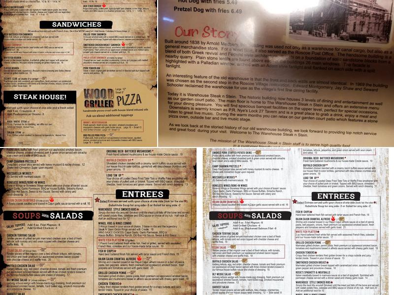 Warehouse Restaurants Menu