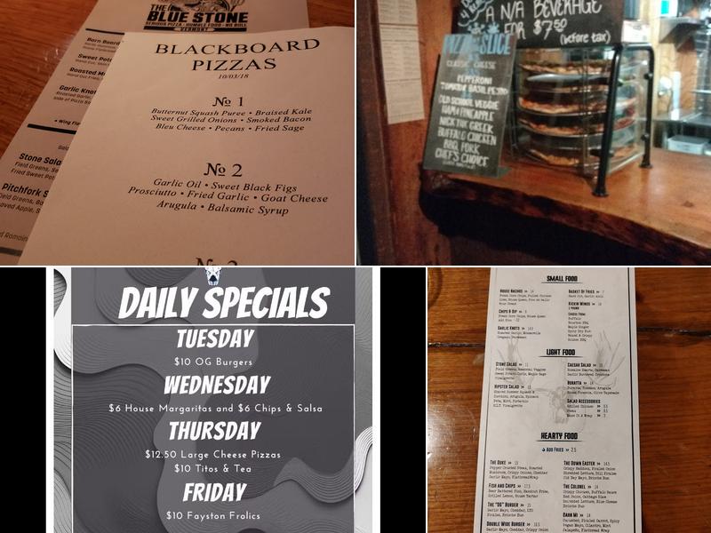 The Blue Stone Menu