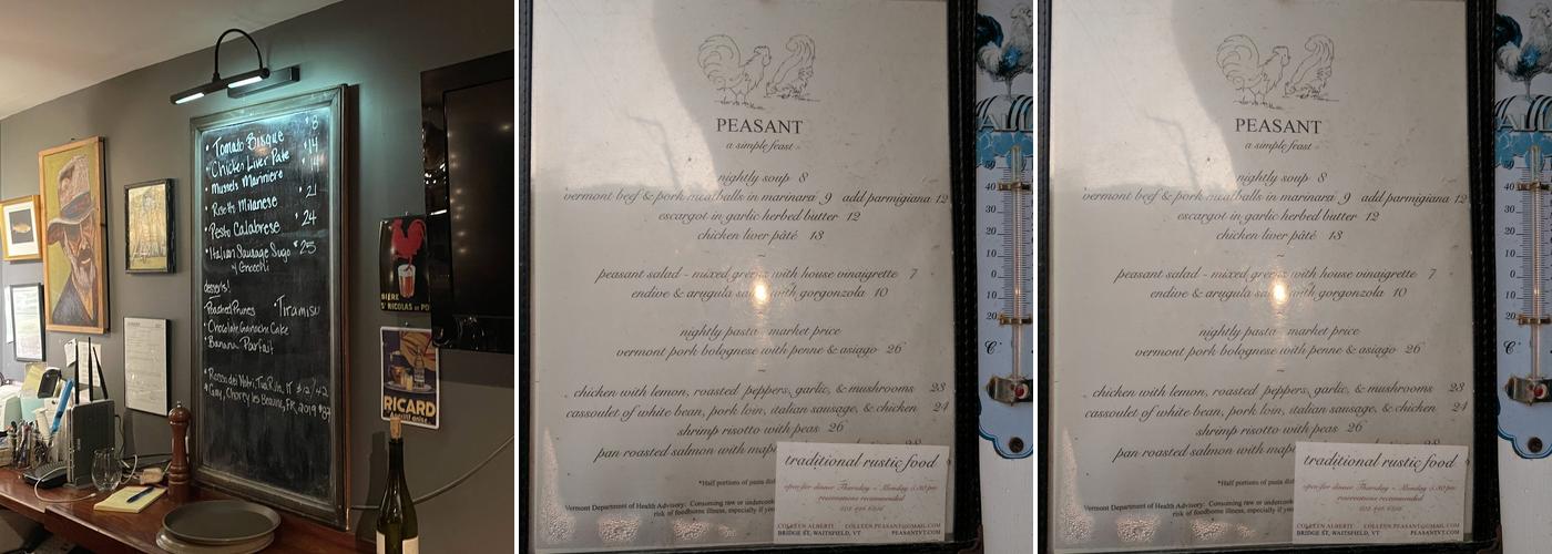 Peasant Menu