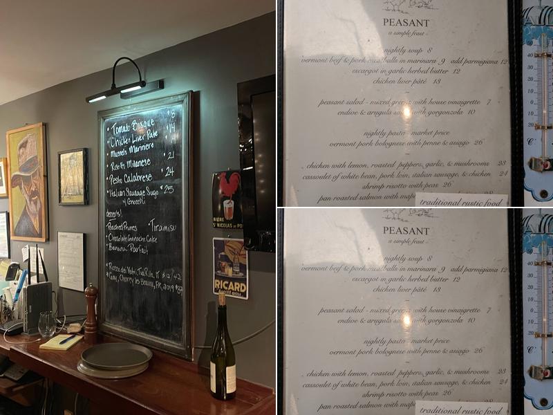 Peasant Menu