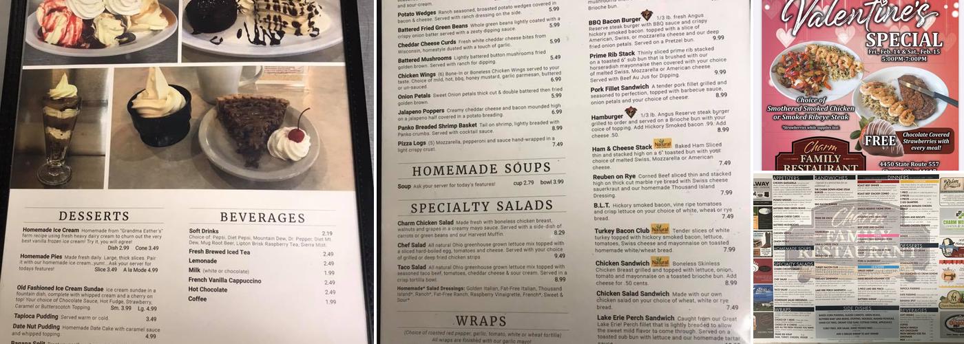 Charm Family Restaurant Menu