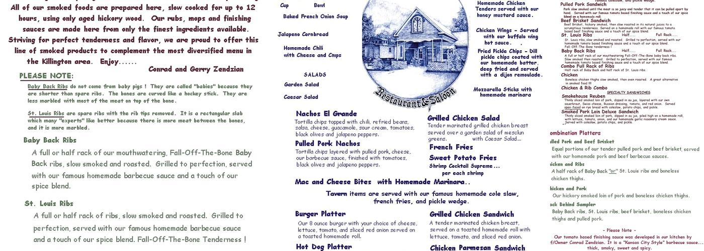 Back Behind Restaurant & BBQ Menu
