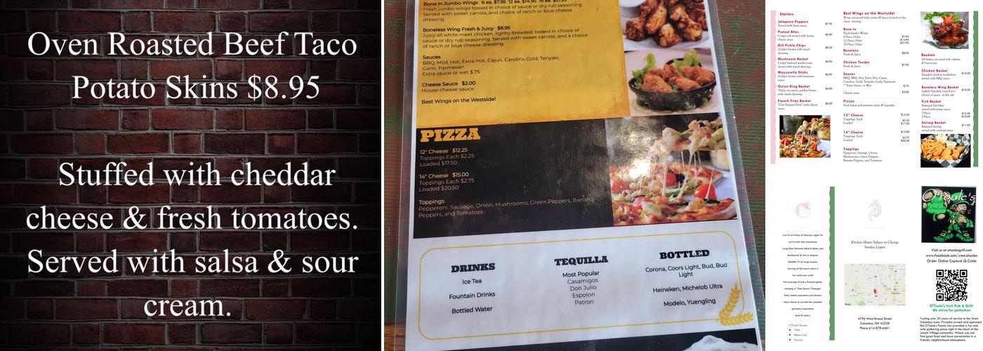 O'Toole's Irish Pub & Grill Menu