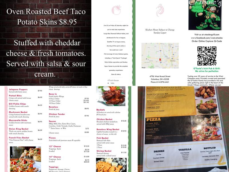 O'Toole's Irish Pub & Grill Menu