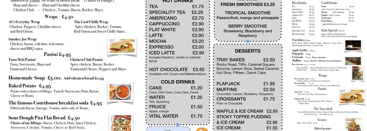 The Courthouse Cafe Menu