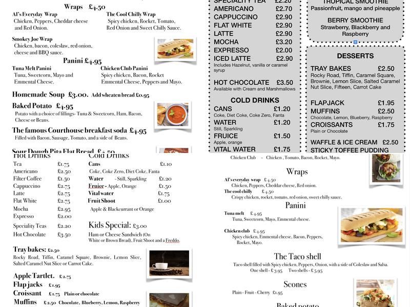 The Courthouse Cafe Menu