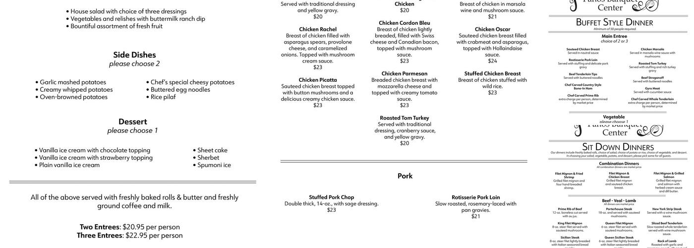 Panos Bar & Grill Menu
