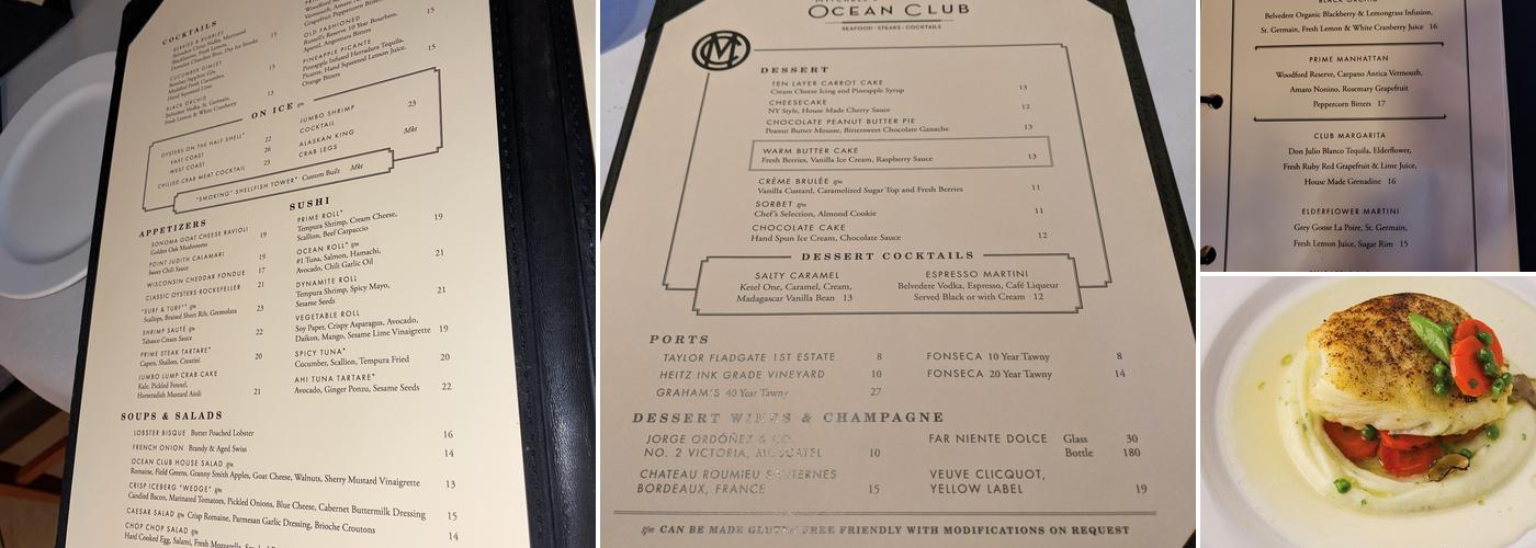 Mitchell's Ocean Club Menu
