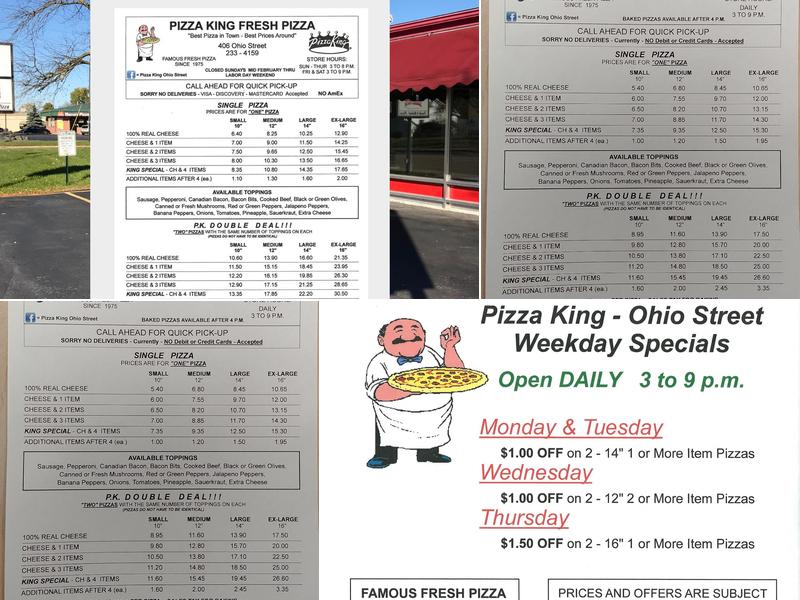 Pizza King Fresh Pizza Menu