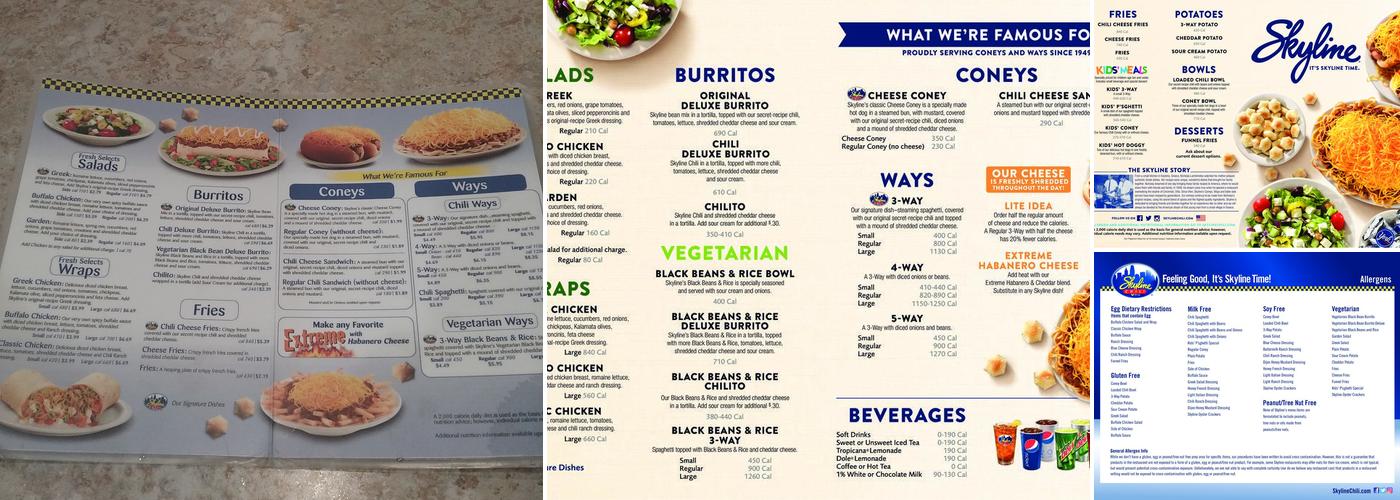 Skyline Chili Menu