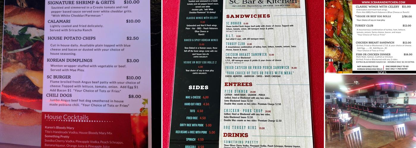 SC Bar & Kitchen Menu