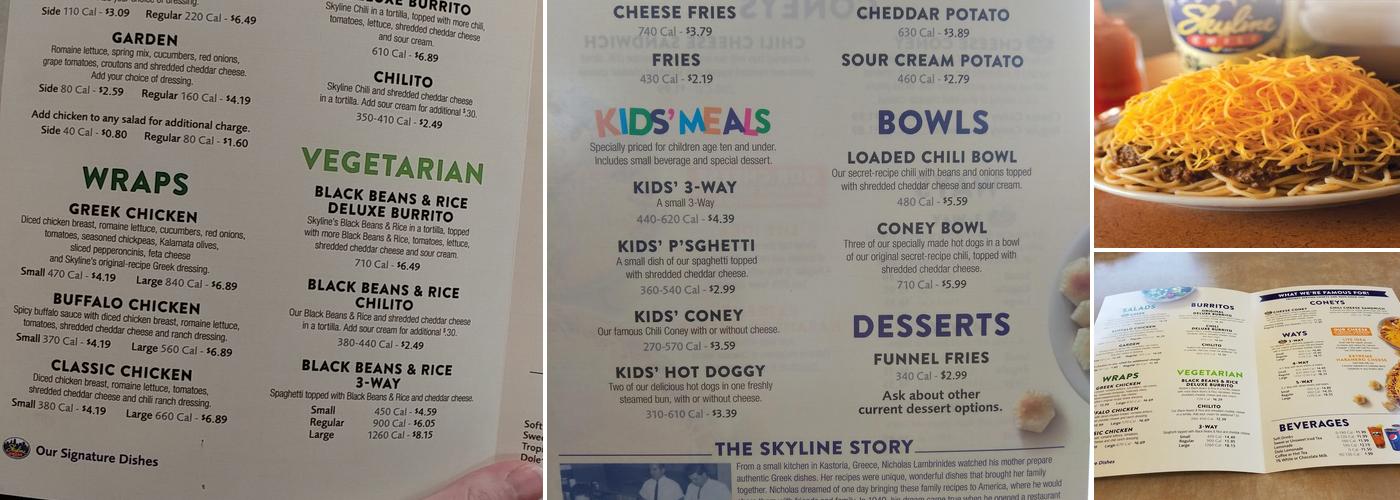 Skyline Chili Menu