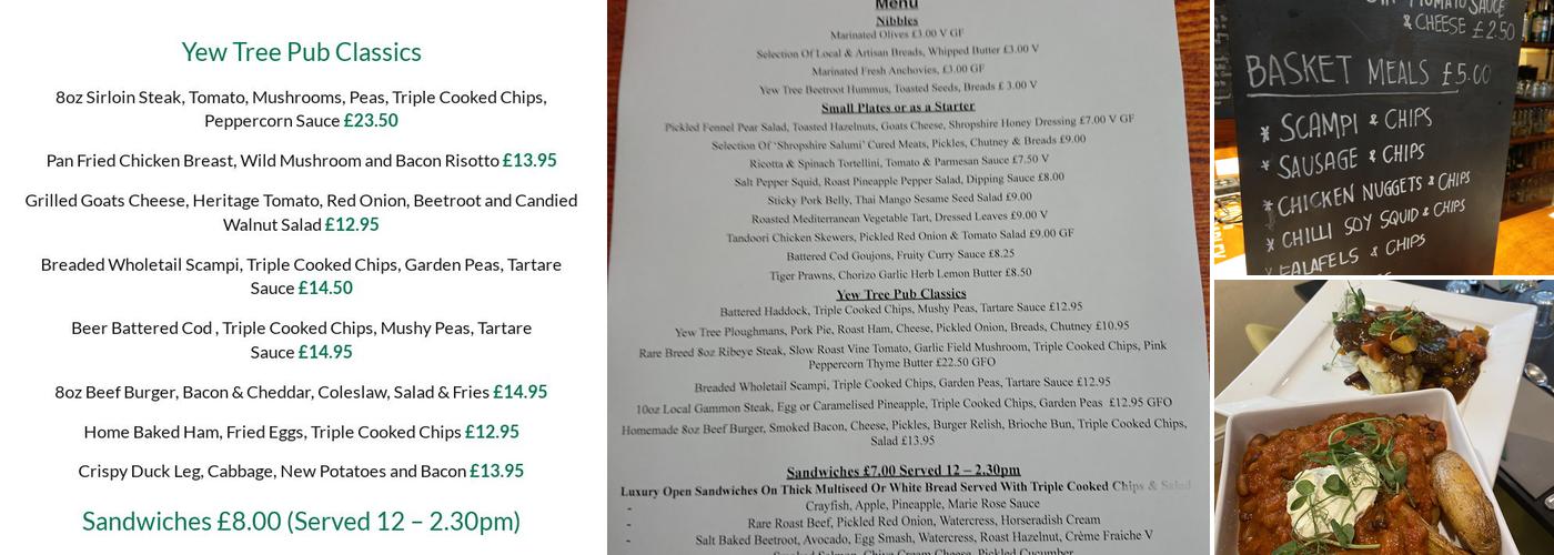 Yew Tree Inn Menu