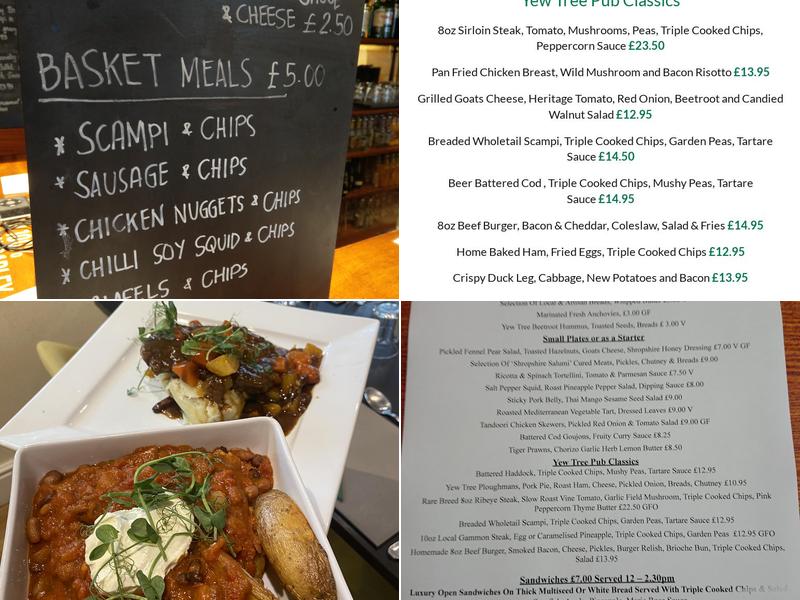 Yew Tree Inn Menu