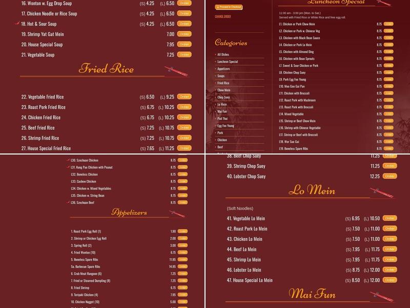 Great Wall Menu