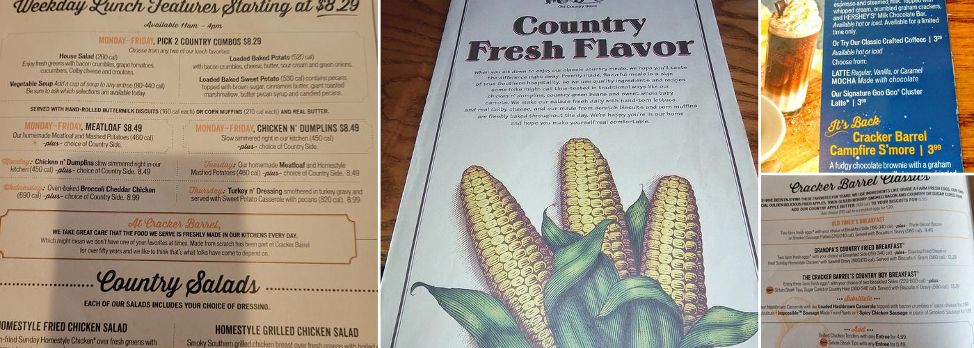 Cracker Barrel Old Country Store Menu