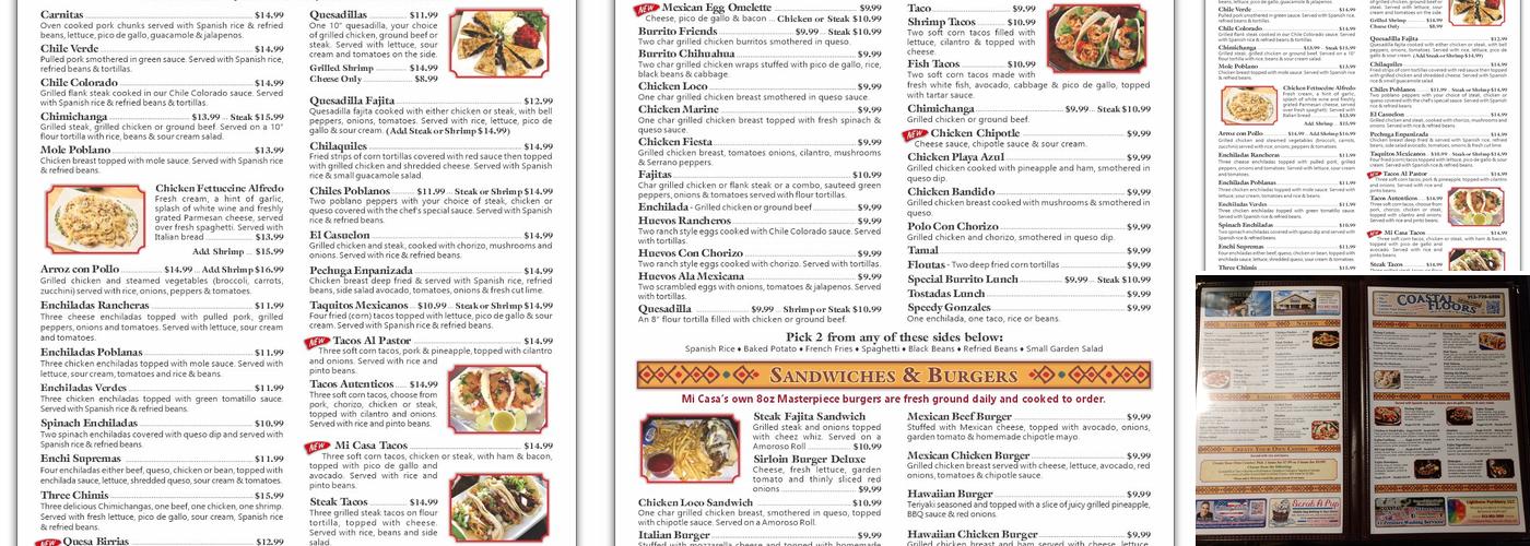 Mi Casa Menu