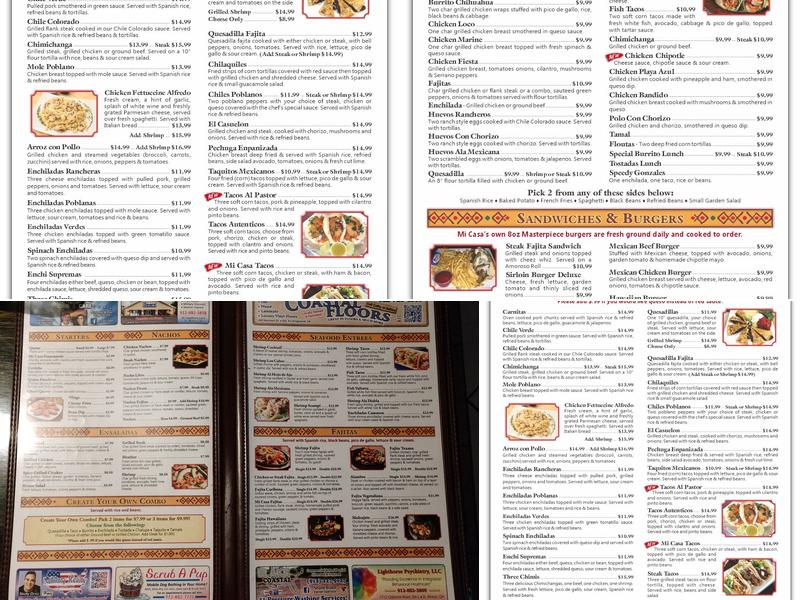 Mi Casa Menu
