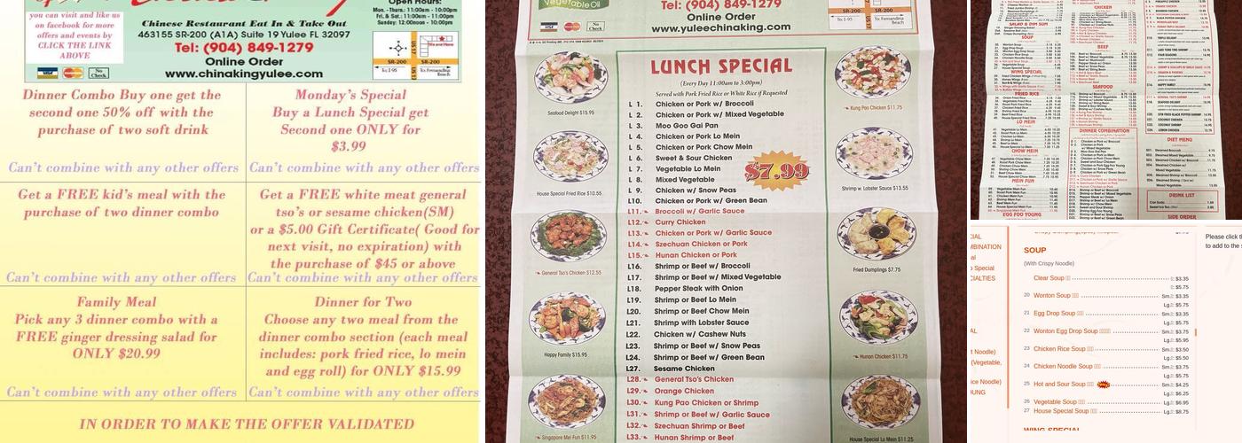 China King Menu