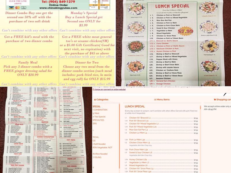 China King Menu