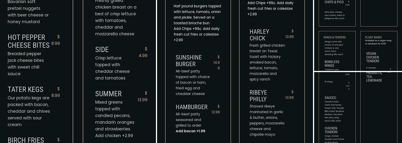 Birch Tavern Menu