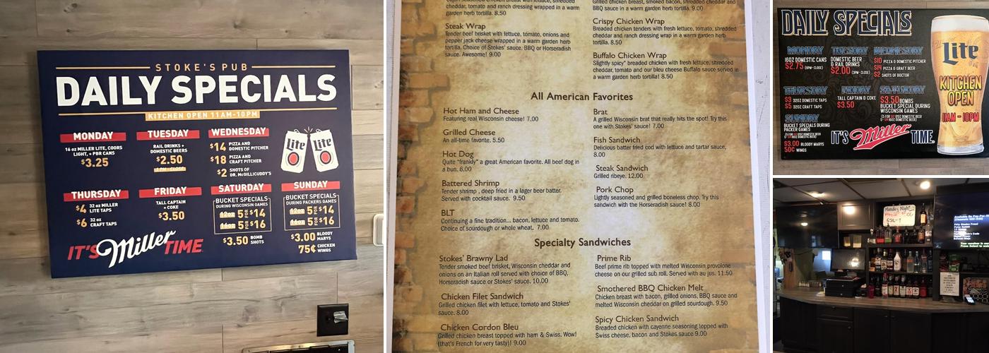 Stokes' Pub Menu