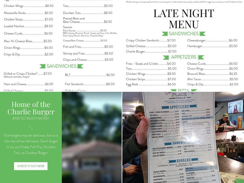 Charlie's Place Menu