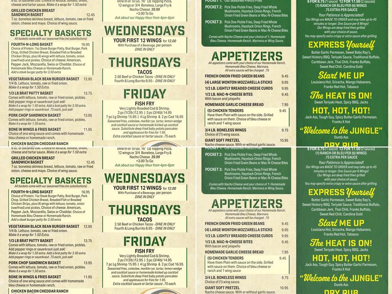 Fourth-N-Long Menu