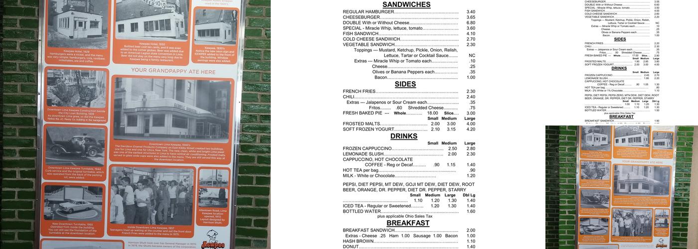 Kewpee Hamburgers Menu