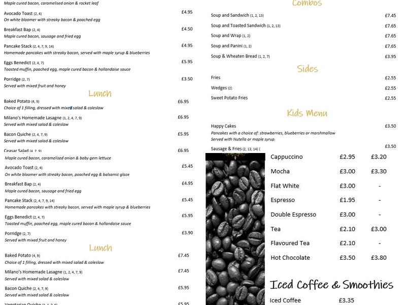 Caffè Milano Menu