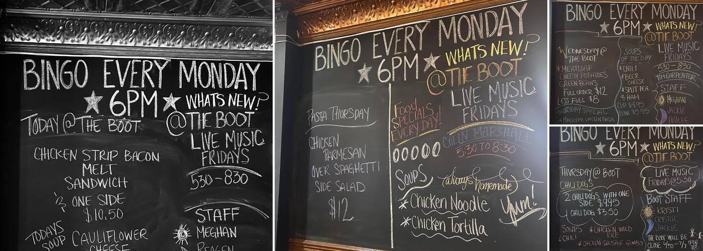 Boot Hill Pub Menu
