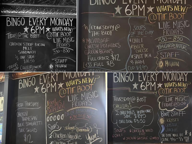 Boot Hill Pub Menu