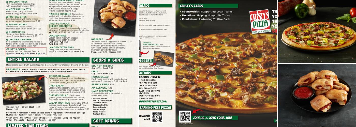 Cristy's Pizza Lancaster East Menu