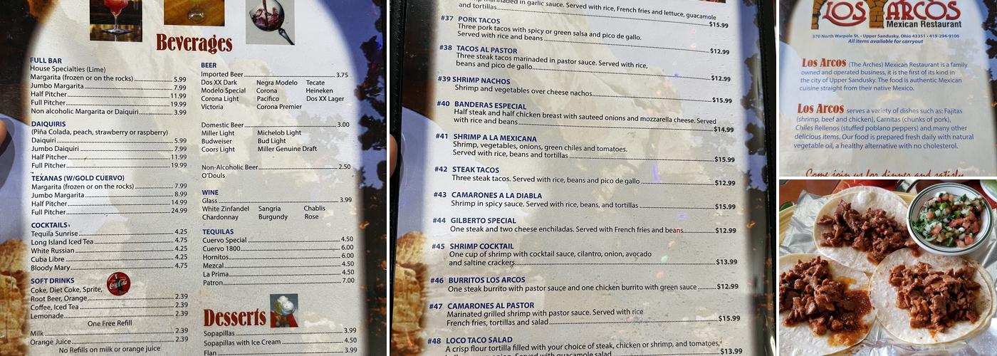 Los Arcos Menu