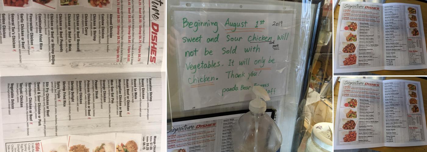 Panda Bear Express Menu