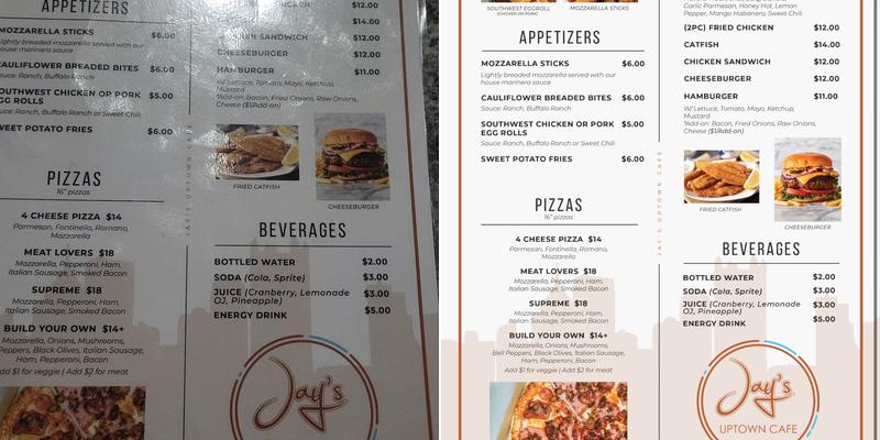 Jay's Uptown Cafe Menu