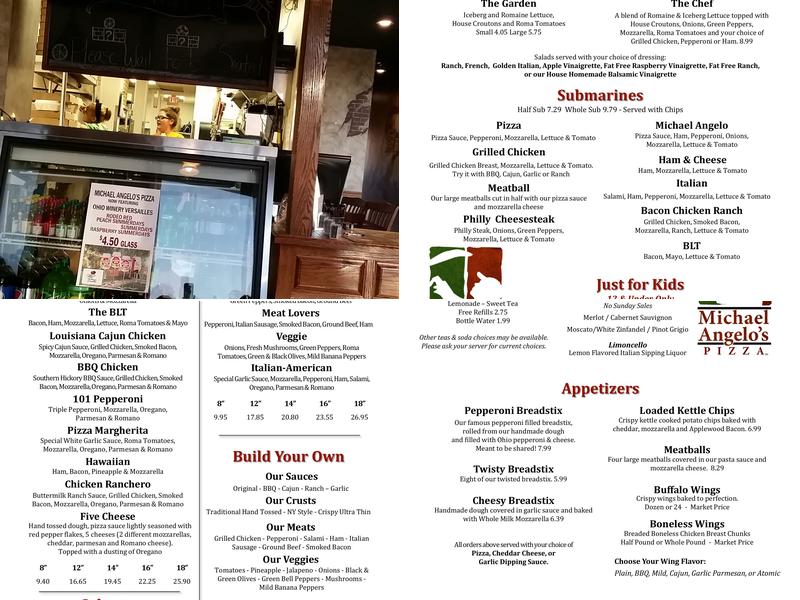 Michael Angelo's Pizza Menu