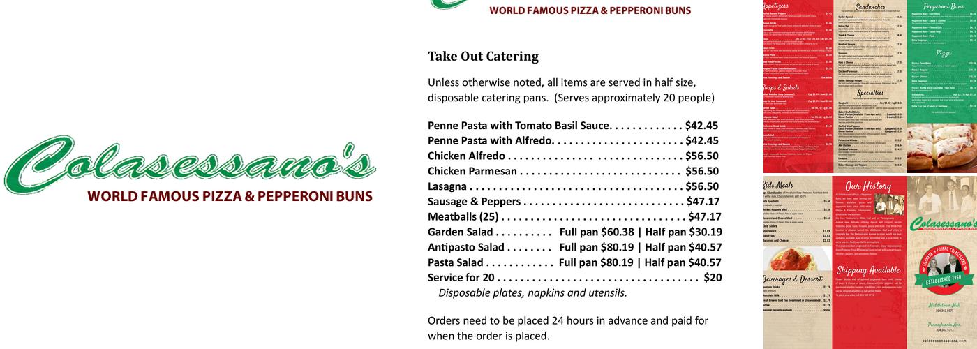 Colasessano's Pizza Menu