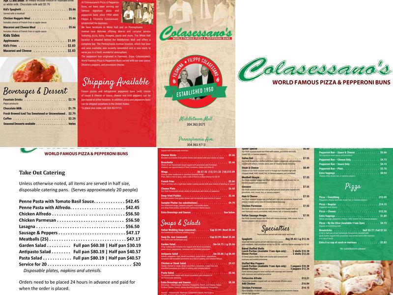 Colasessano's Pizza Menu